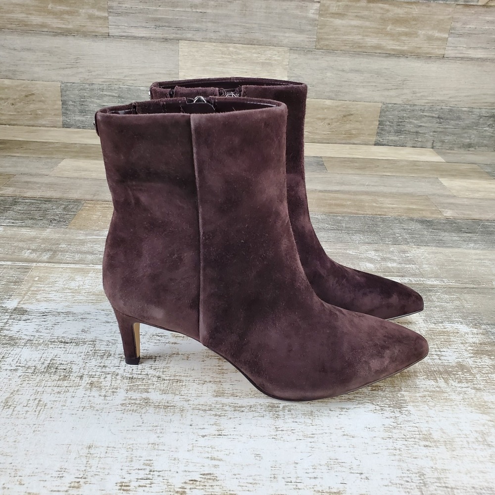 Sam Edelman Ukie Womens Ankle Booties 6 M Burgundy Suede Side Zip Pointed Toe